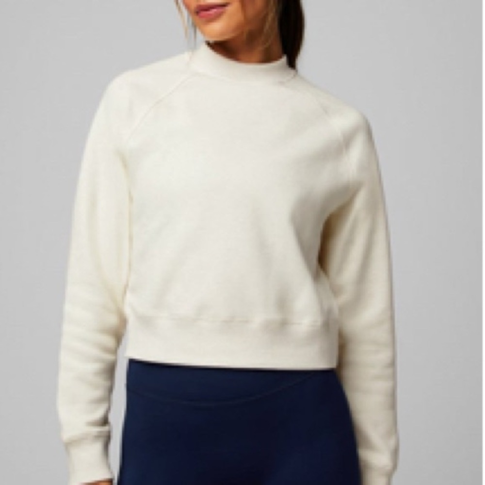 Fabletics Cream Mock Neck Sweatshirt
